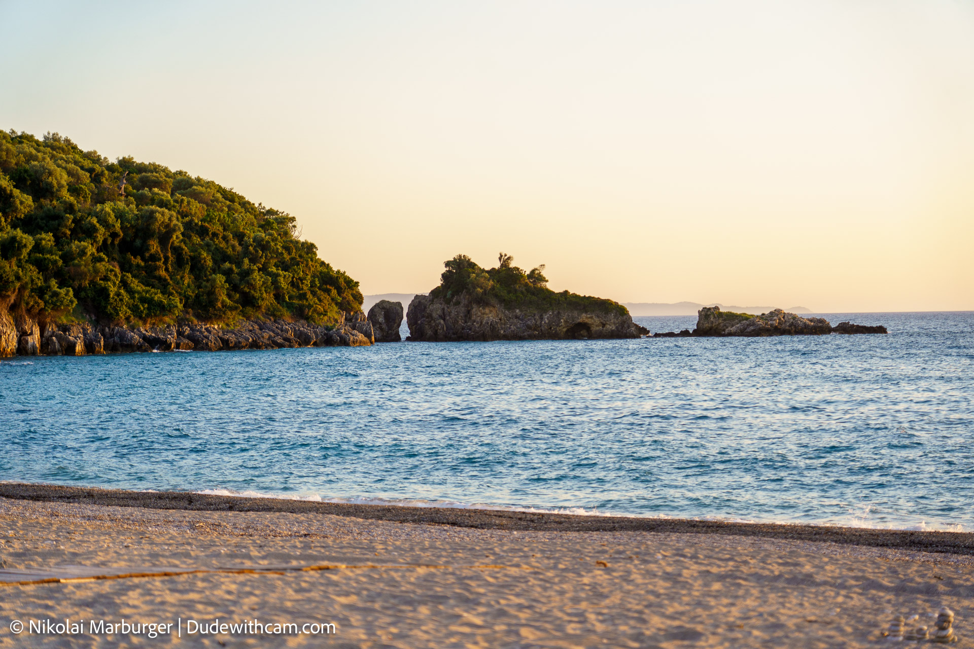 Sunsets Views on the Karavostasi Beach in Greece.