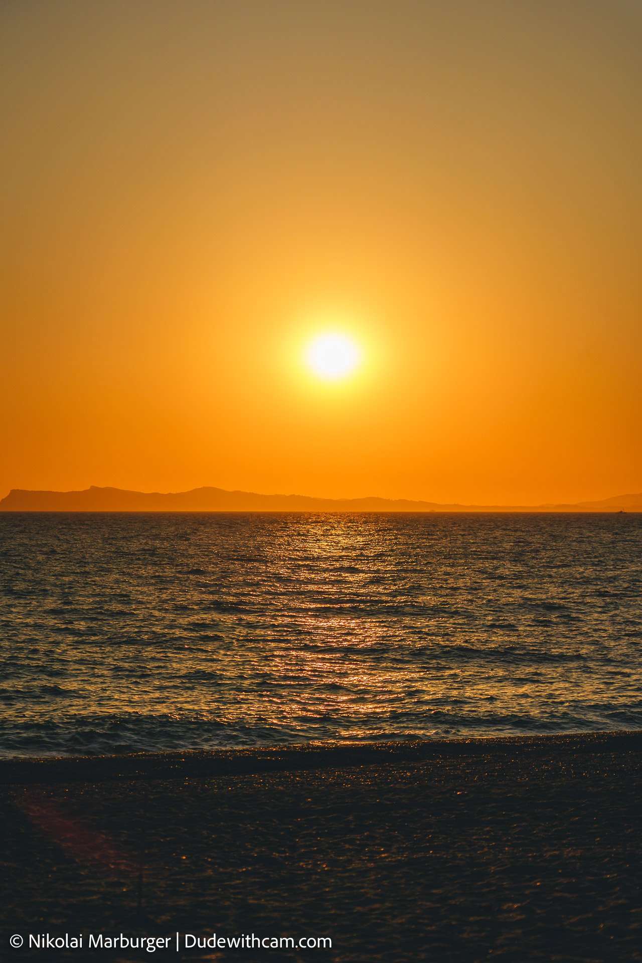 Sunsets Views on the Karavostasi Beach in Greece.